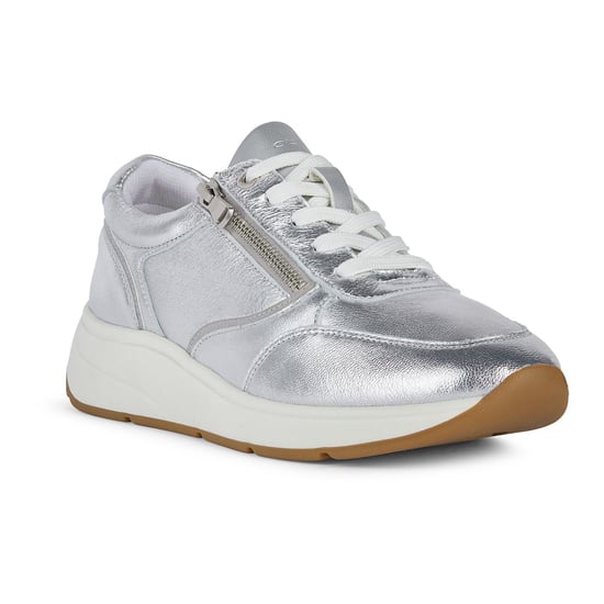 Geox D Cristael E Kunstleder Damen Silber Turnschuhe - Image 1