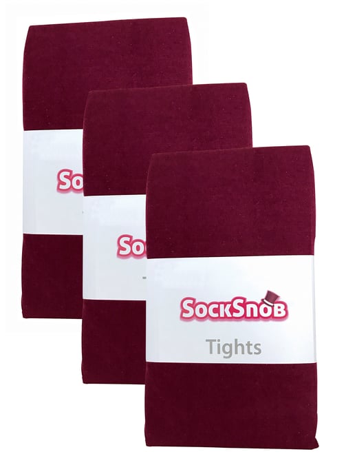 3 Paar Multipack Damen farbige undurchsichtige 80 Denier Strumpfhosen | Sock Snob | einfarbige Blockfarbe Strumpfhosen - Burgund - Image 2