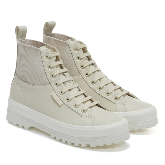 Superga Womens/Ladies 2644 Alpina Knitted Nappa Leather High Tops (Light Beige Eggshell/Avorio)
