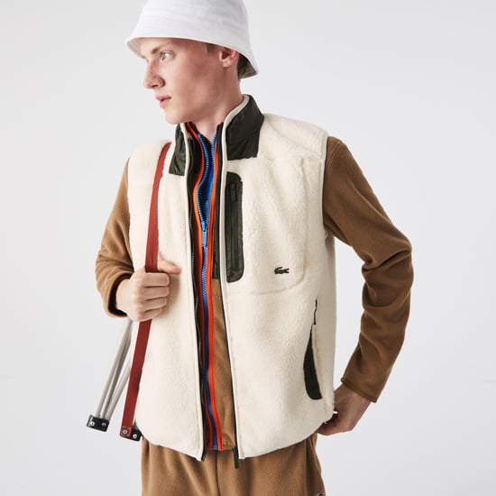Men's Lacoste Sherpa Fleece Vest in Cream