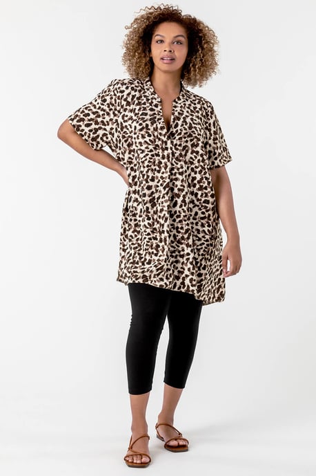 Curve Plain Elastic Waist Cropped Leggings - Image 2
