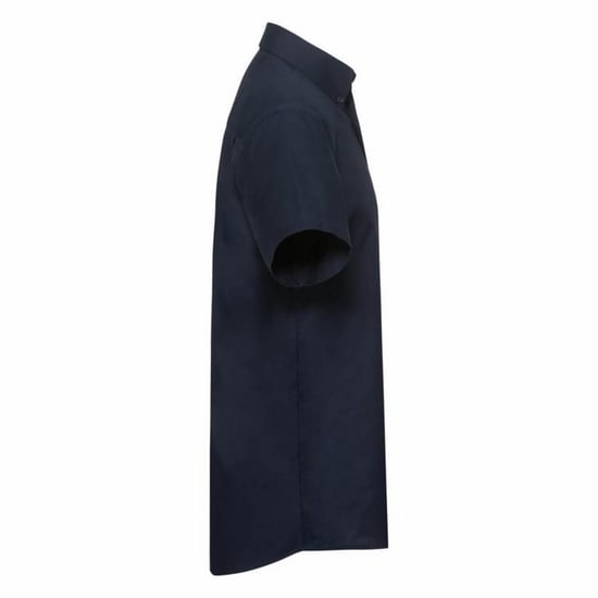 Russell Collection Oxford Herren Hemd, Kurzarm, pflegeleicht (Helles Marineblau) - Image 3