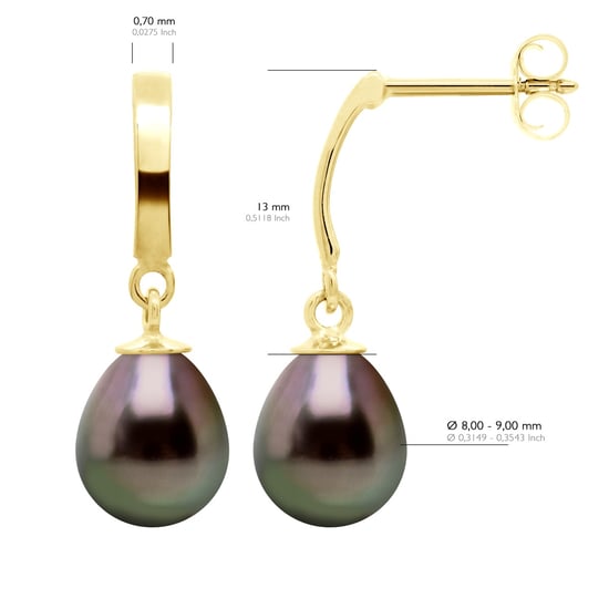 Ohrringe Prestige Artikuliert aus Gelbgold 375 und echten Tahiti-Zuchtperlen 8-9 mm - Image 2