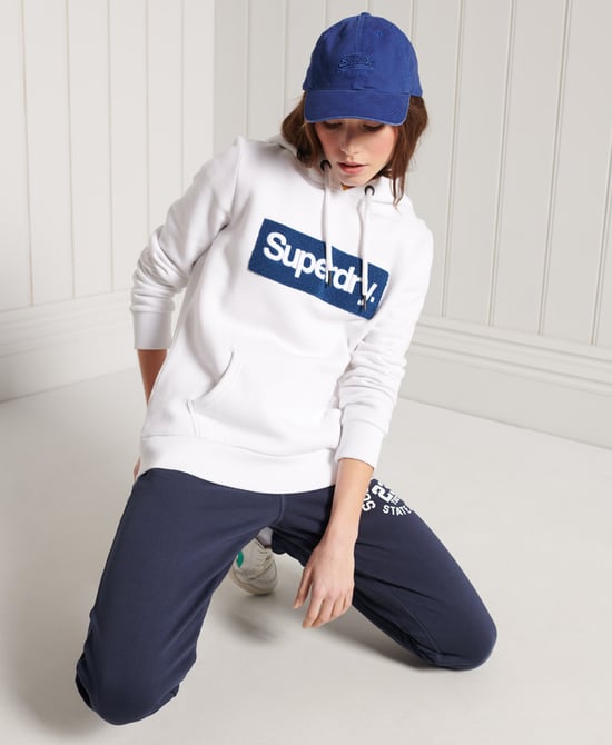 Sweatshirt Superdry Femme Core Logo Arbeitskleidung Kapuze Weiß - Image 3