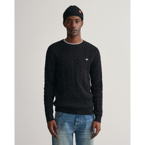 GANT Herren Baumwolle Kabel stricken Rundhalsausschnitt Pullover - Image 1