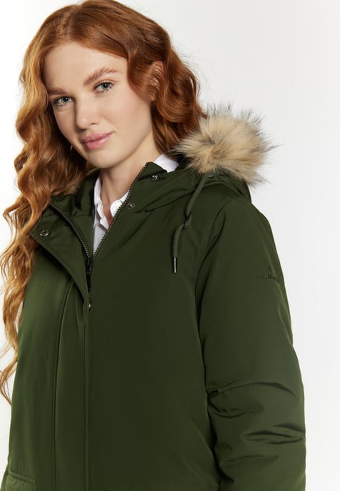 Dreimaster Winterparka mit Kunstfell Damen dunkelgrün - Image 5