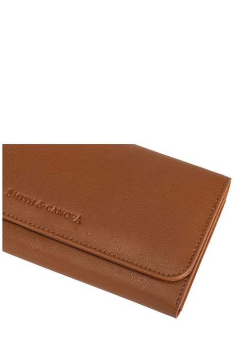 Leather Long Flap Over Closing Purse