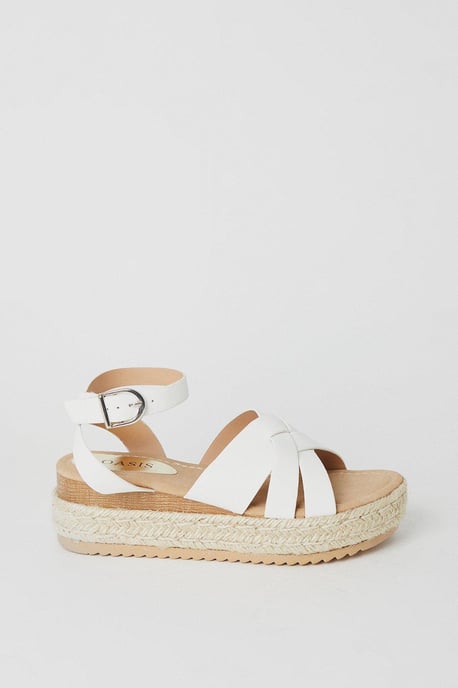 Benny Multi Strap Chunky Raffia Flatform Wedge Sandals