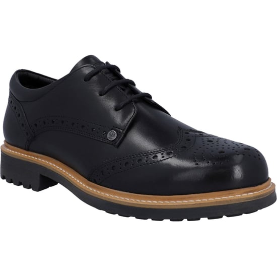 Hunter Cawdor Leder Herren Schwarz Brogues Schuhe - Image 1