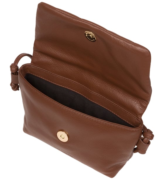 'Zoey' Dark Tan Nappa Leather Cross Body Bag