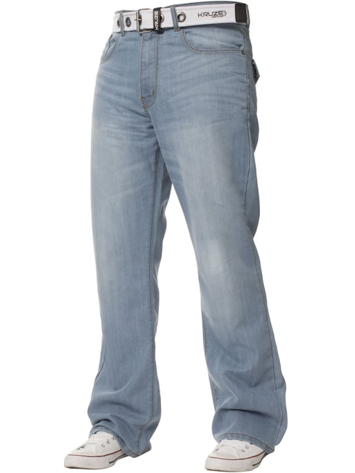 Kruze Herren Bootcut Denim Jeans - Image 1