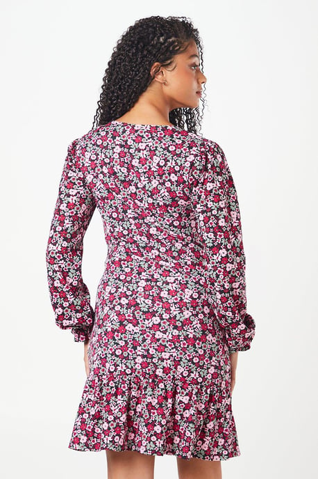Tall Pink Ditsy Ruffle Hem Mini Dress - Image 3