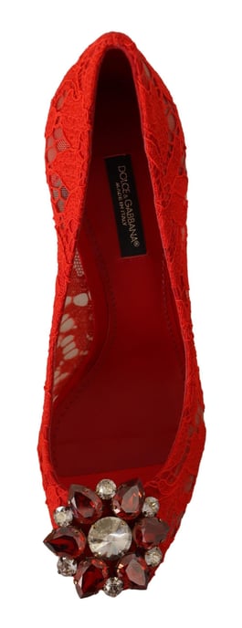 Dolce & Gabbana Rote Taormina Spitzen-Glitzer-Pumps für Damen - Image 6
