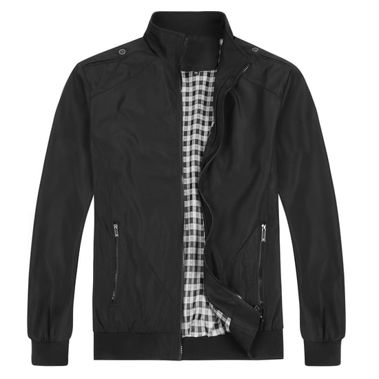 Herren Bomberjacke mit Stehkragen, ¨¹bergangsjacke f¨¹r den Herbst, l?ssige Sportjacke Schwarz - Image 1