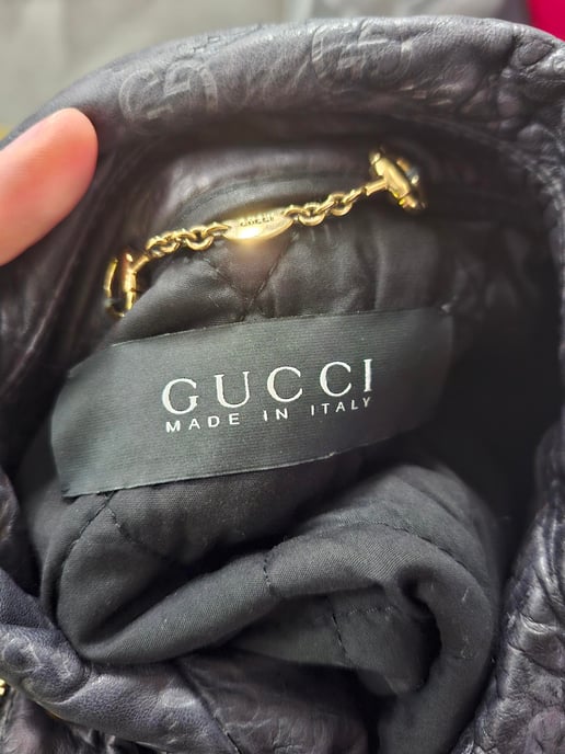 Gucci Monogram Bikerjacke aus schwarzem Leder - Image 6
