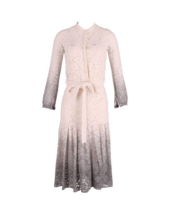 Burberry Prorsum Degrade Spitze Kleid in Ombre Weiß/Grau Triacetat - Image 1