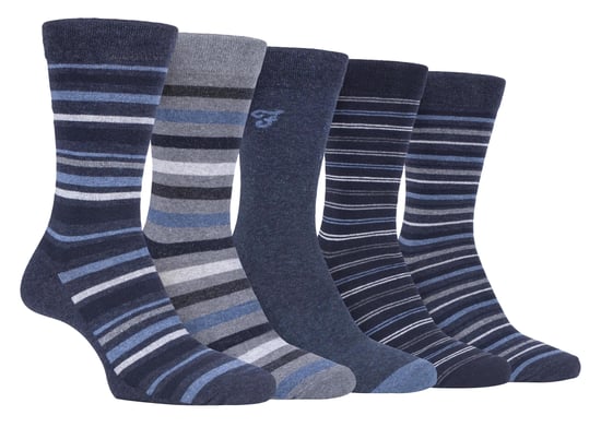 Farah - 5er-Pack Herren dünne atmungsaktive klassische gestreifte gemusterte weiche Baumwolle Kleid Socken - FCS271DENTEL (gestreift) - Image 1