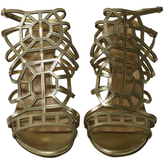Sergio Rossi Puzzle Caged Sandalen aus goldfarbenem Leder - Image 3