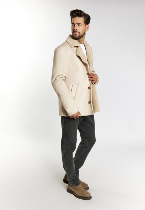 Dreimaster Übergangsjacke aus Fellimitat Herren Cremebeige - Image 2