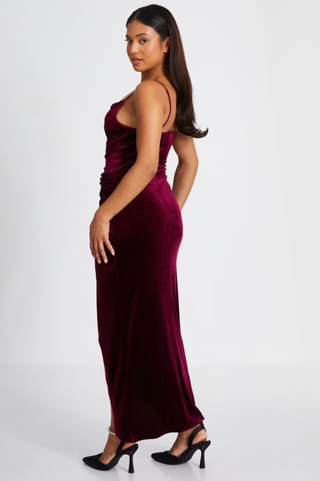 Petite Dark Red Cowl Neck Midaxi Dress