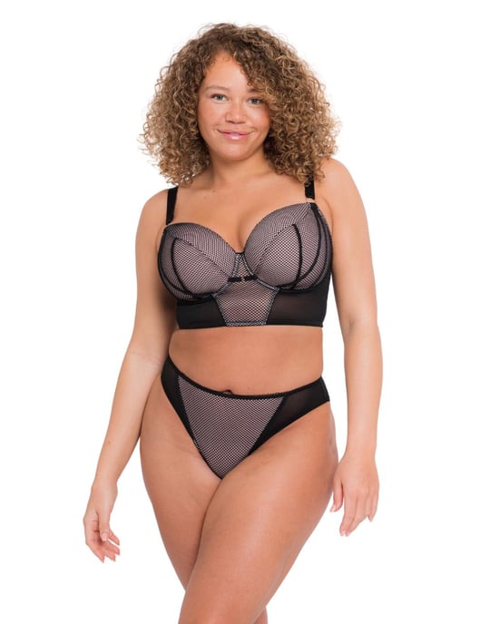 Curvy Kate Gin Fizz Longline Balcony Bra -  Black/Blush