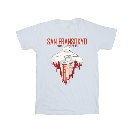Disney Mens Big Hero 6 Baymax San Fransokyo Heart T-Shirt (White)
