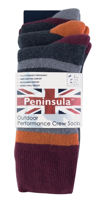 Peninsula - 3 Paires Homme Chaussettes avec Double Peau pour Randonnée - Pack 4 - Image 2