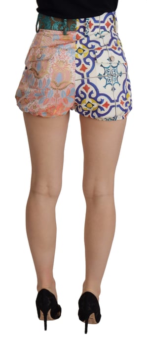 Dolce & Gabbana Mehrfarbige Hohe Taille Hot Pants Damen Shorts - Image 2