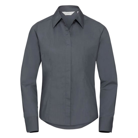 Russell Collection - Popeline-Bluse mit langen Ärmeln - Damen (Grau) - Image 1