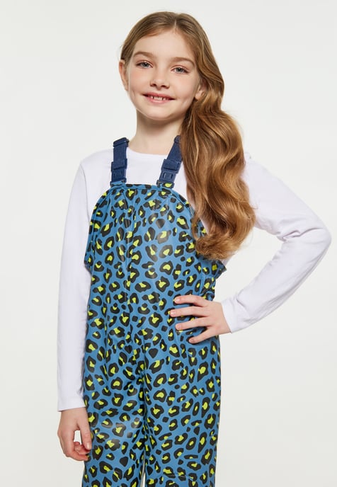 Schmuddelwedda Regenhose Mädchen (Kids) Stahlblau Limette Leo - Image 3