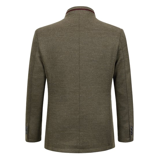 Herren Kurzer Slim Fit Mantel mit Stehkragen Business Casual Wollmantel Khaki - Image 3