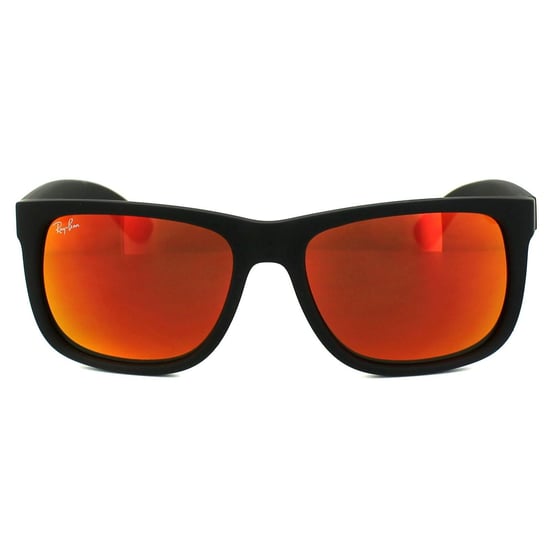 Ray-Ban Sonnenbrille Justin 4165 622/6Q Gummi Schwarz Rot Spiegel - Image 1