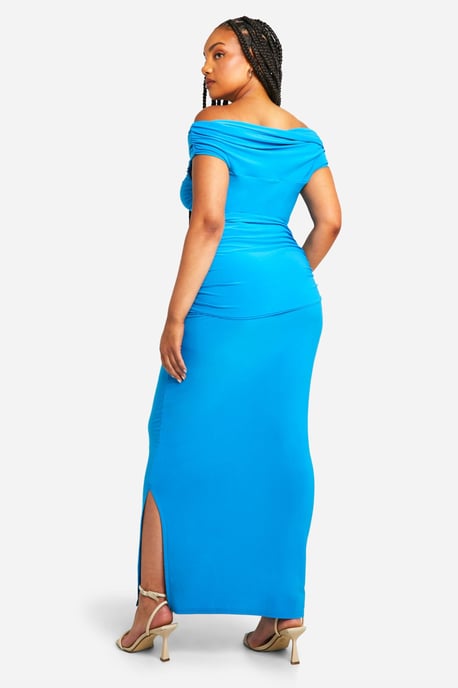 Plus Double Slinky Twist Detail Maxi Skirt