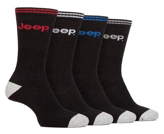 Herren Sport Crew Socken | Jeep | 4er Pack Baumwolle Laufsocken mit verstärkter Ferse und Spitze - Schwarz - Image 1