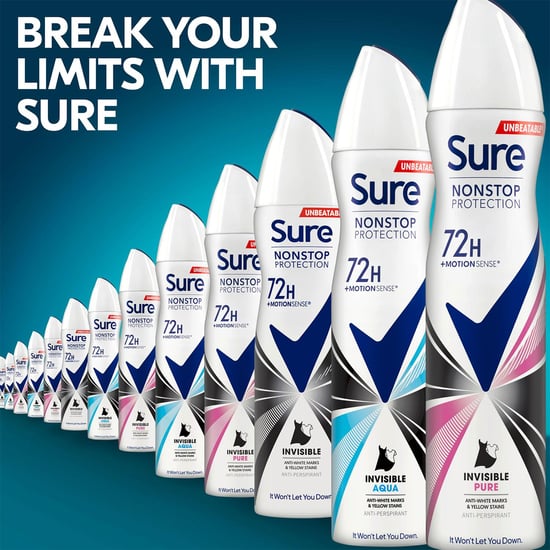 Sure Women Anti-Perspirant 72H Protection Deo Invisible Black & White 150ml, 6pk