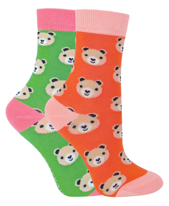 Miss Sparrow - 2er-Pack Mädchen Bambus-Tiermuster-Socken - Bären - Image 1