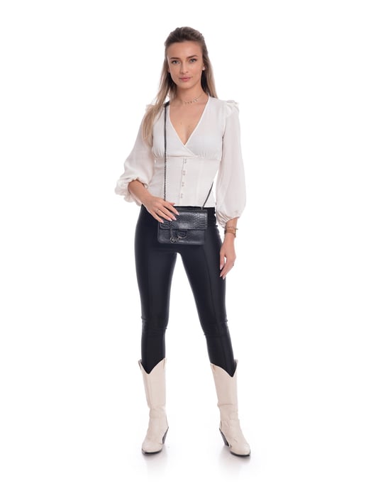 Carla Ferreri SS22 CF 8110 Noir Cuir de vachette Sac - Image 5