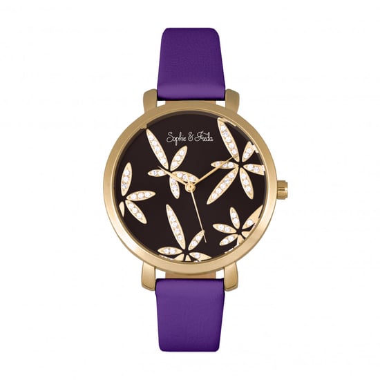 Sophie & Freda Key West Leather-Band Watch w/Swarovski Crystals