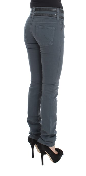 John Galliano - Jean Slim taille haute en coton mélangé bleu pour femme - Image 4