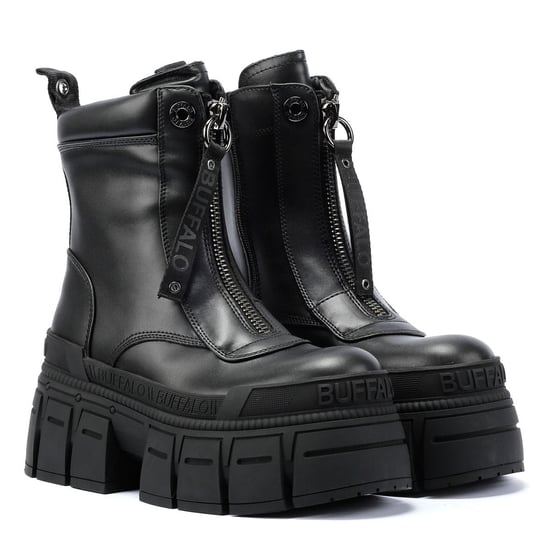 Buffalo Gospher Zip Damen Schwarze Stiefel - Image 1