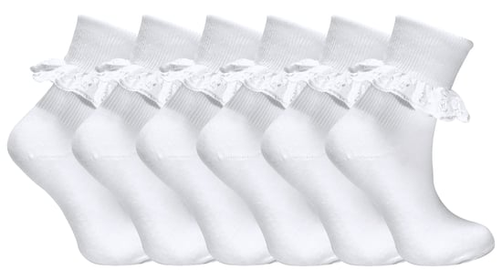 6 Pack Baby Mädchen Rüschen Spitze Socken | Socken Snob | Baumwolle Fancy Socken für Kleinkind - weiß - Image 1
