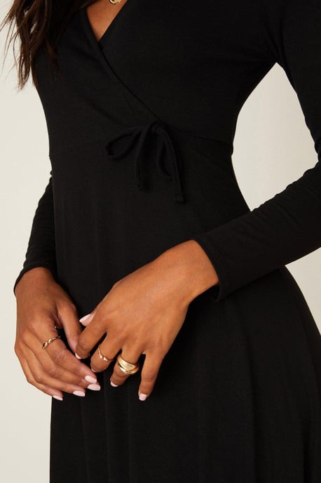 Black Wrap Midi Dress - Image 4