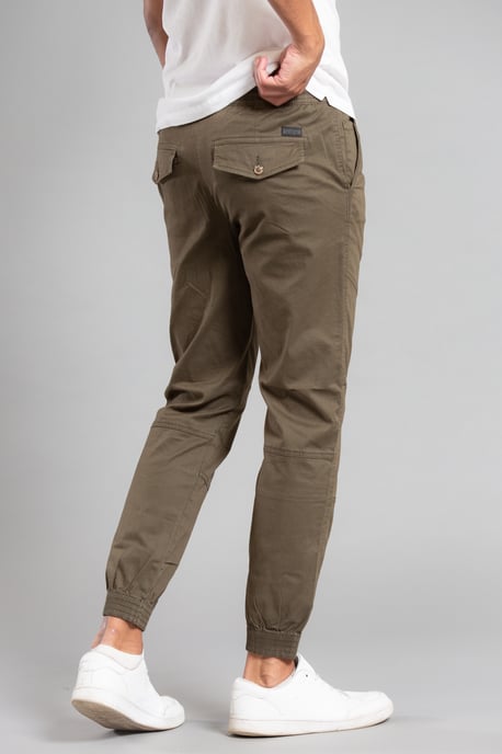 Khaki Cotton Cuffed Trouser