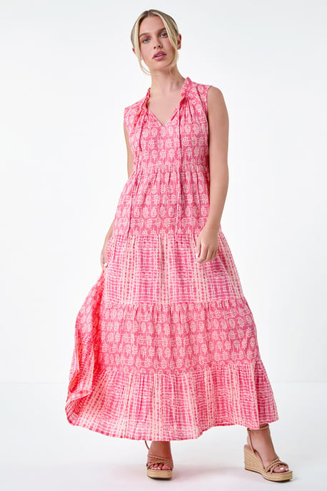 Petite Tie Dye Tiered Midi Dress