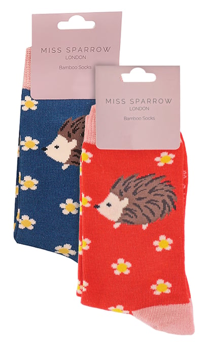 Miss Sparrow - 2er-Pack Mädchen Bambus Tier gemusterte Socken - Igel - Image 2