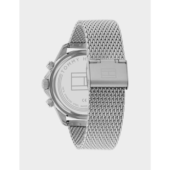 Zubehör Tommy Hilfiger Miles Chronograph Mesh-Armbanduhr in Navy-Silber - Image 3