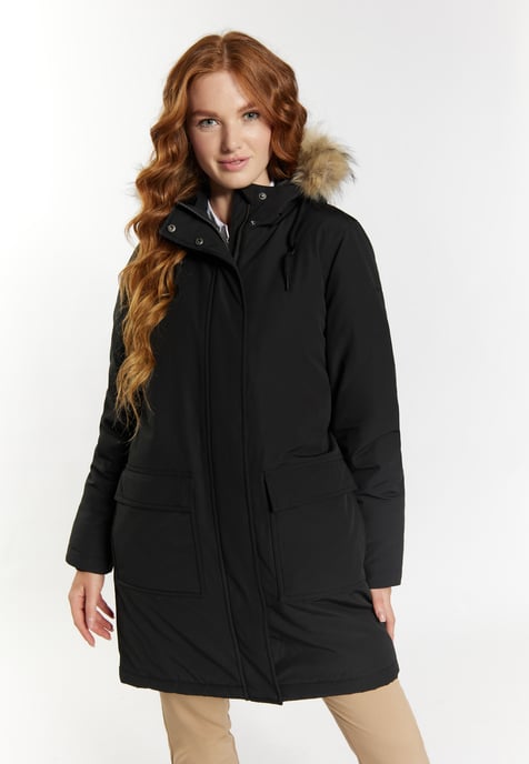 Dreimaster Winterparka mit Kunstfell Damen schwarz - Image 3
