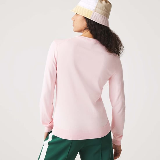 Women's Lacoste Organic Cotton Crewneck Sweatshirt in Pink - Image 2