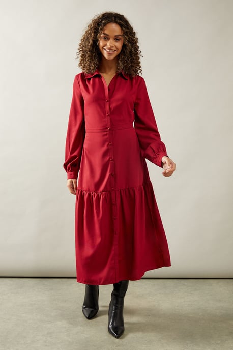 Woven Collared Shirt Dress
