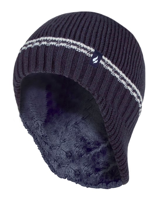 Wärmehalter - Jungen Patrouille gerippt Bobble Pom Pom Hut für Winter - Navy - Image 1